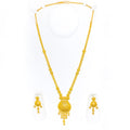 Decadent Reflective Striped 22k Gold Long Necklace Set