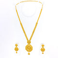 Regal Hexagonal Heirloom 22k Gold Long Necklace Set