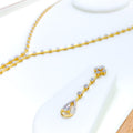 Modern Majestic Drop Diamond + 18k Gold Necklace Set 