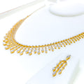 Graduating Marquise Drop Diamond + 18k Gold Necklace Set 