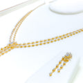 Shimmering Floral Dangling Diamond + 18k Gold Necklace Set 