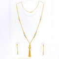 Exquisite Faceted 21k Gold Long Necklace Set 