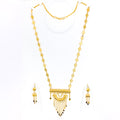 Distinct Marquise Leaf 21k Gold Long Necklace Set 