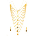 Extravagant Dangling 21k Gold Coin Long Necklace Set 