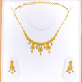 Detailed Elevated Floral 22k Gold Necklace Set
