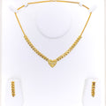 Palatial Sand Finished Heart 22K Gold Necklace Set 
