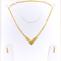 Contemporary Heart Adorned 22K Gold Necklace Set 