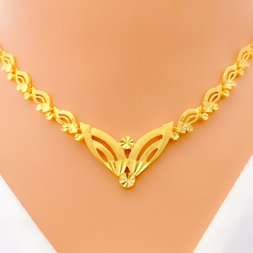 Tasteful Trendy Dual Finished 22K Gold Necklace Set 