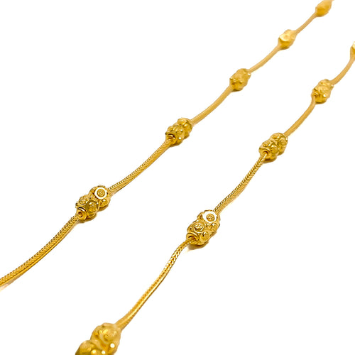 Ritzy Paired Orb 21K Gold Mod Anklet Pair 