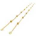 Reflective Evergreen 21K Gold Orb Anklet Pair 
