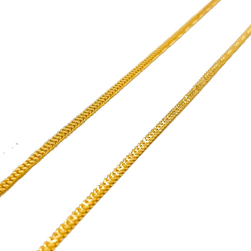 Radiant Magnificent 21K Gold Flat Chain Anklet Pair 