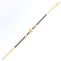 Fancy Decorative 22k Gold Black Bead CZ Bracelet 
