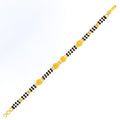 Traditional Motif 22k Gold Black Bead Bracelet 