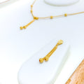 Charming Frosted Bead 22K Gold Necklace Set