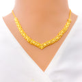 Unique Block Pattern 22K Gold Necklace Set