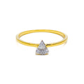 Trendy Triangular 18K Gold + Diamond Ring 