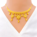 Detailed Elevated Floral 22k Gold Necklace Set