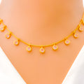 Pastel Pink Charm 22k Gold CZ Necklace 