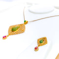 Graceful Peacock 22k Gold CZ Pendant Set