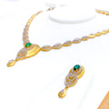 Impressive Oval 22k Gold CZ Necklace Set 
