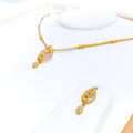 Posh Radiant Drop 22k Gold CZ Necklace Set 