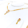 Beautiful Leaf Adorned 22k Gold CZ Necklace Set