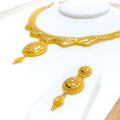 Trendy Netted Wavy 22k Gold Necklace Set