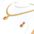 Sparkling Drop 22k Gold CZ Necklace Set 
