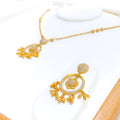 Dangling Open Halo 22k Gold CZ Necklace Set 