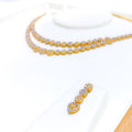 Traditional Layered 22k Gold CZ Necklace Set 