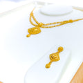 Traditional Floral Fan 22k Gold Necklace Set