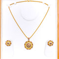 unique-meenakari-floral-22k-gold-pendant-set