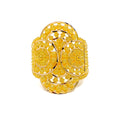 Intricate Elevated Floral 22K Gold Ring 