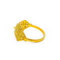 Slender Floral Wavy 22K Gold Ring 