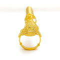 Dual Floral Delight 22k Overall Gold Finger Ring 