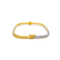 Textured Dual Tone 22k Gold Bangle Bracelet 