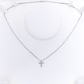 Shimmering Sleek Diamond + 18k Gold Cross Necklace