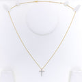 Beautiful Striking Diamond + 18k Gold Cross Necklace 