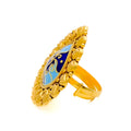 Graceful Drop 22k Gold Enameled Antique Finish Ring 