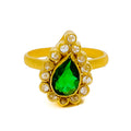 Delicate Drop 22k Gold Antique Finish Ring 