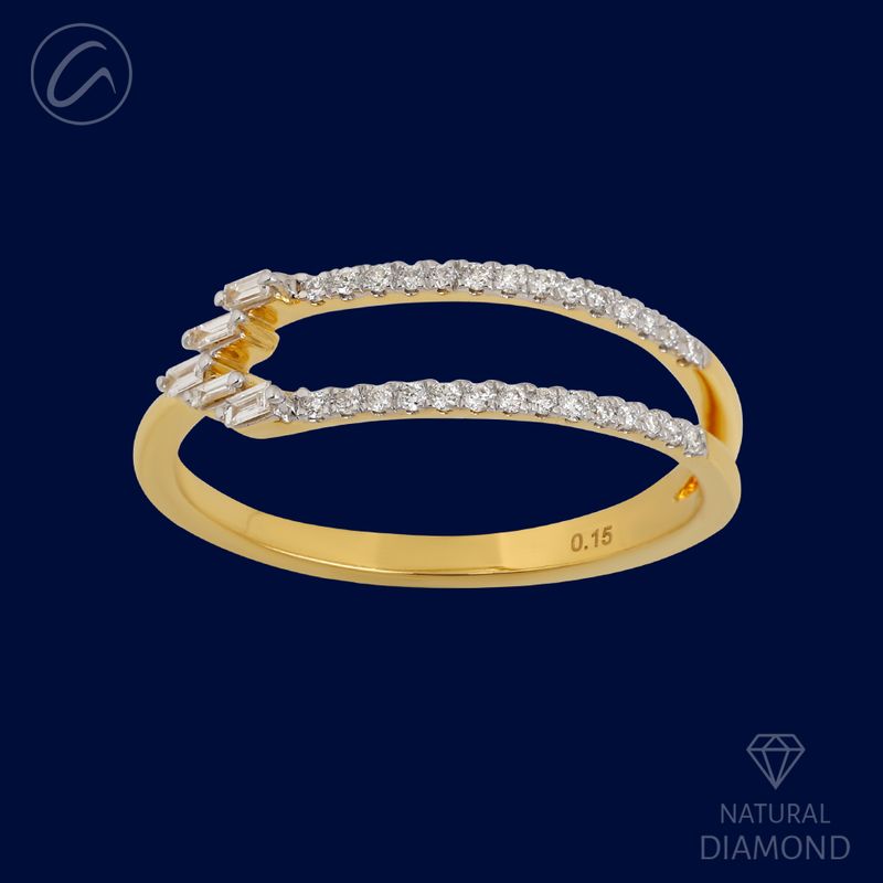 Impressive Elongated Oval 18K Gold + Diamond Ring 