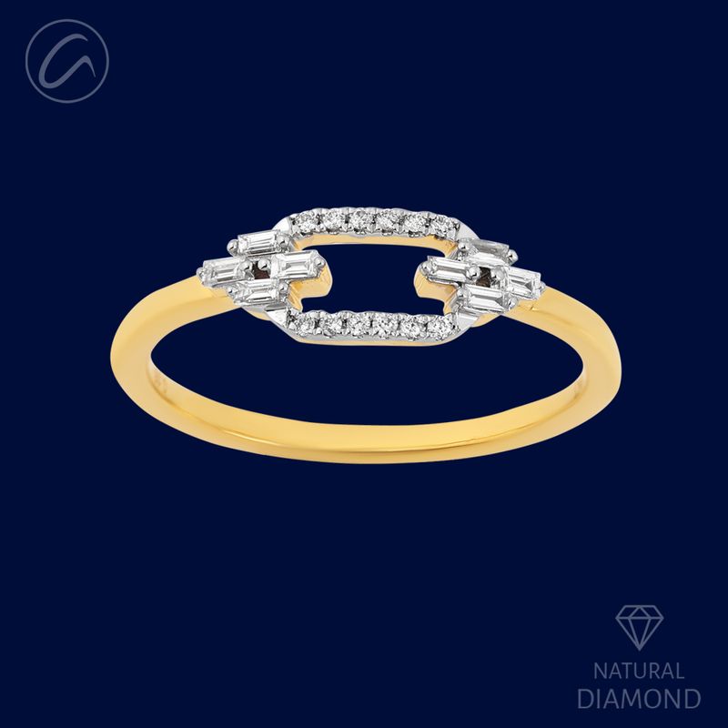 Chic Radiant Timeless 18K Gold + Diamond Ring 