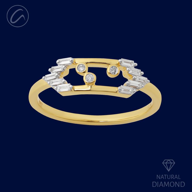 Versatile Glamorous Rectangular 18K Gold + Diamond Ring 