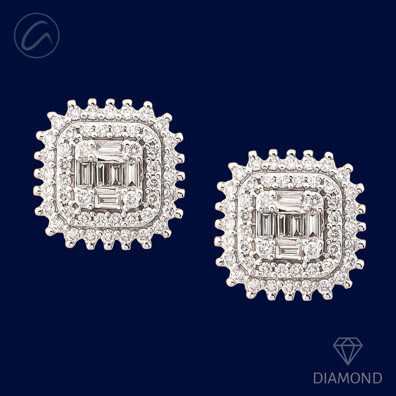 Versatile Ritzy Square 18K Gold + Diamond Earrings