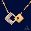 Unique Interlinked Square Diamond + 18k Gold Necklace Set