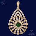 Decorative Striped Drop Diamond + 18k Gold Pendant