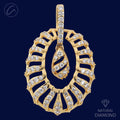 Delicate Oval Ornate Diamond + 18k Gold Pendant