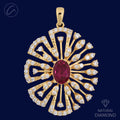 Palatial Ritzy Floral Diamond + 18k Gold Pendant