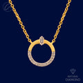 Dazzling Halo Diamond + 18k Gold Necklace Set