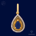 Graceful Dangling Pear Drop Diamond + 18k Gold Pendant Set
